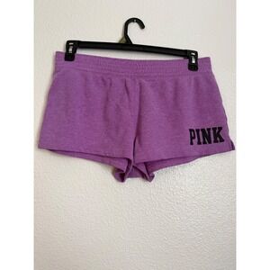 Victorias Secret PINK Fleece Lounge Shorts Purple Heathered Logo Medium
